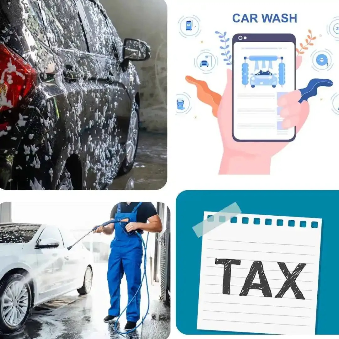Car Wash POS System showing e-commerce and tax integration for streamlined business management.