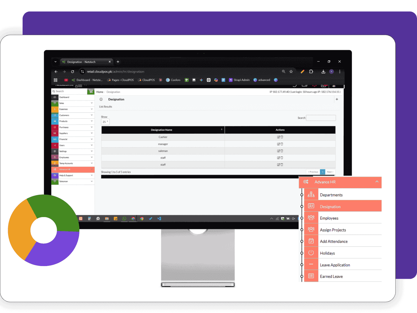 Features of CloudPOS HR Management System mockup