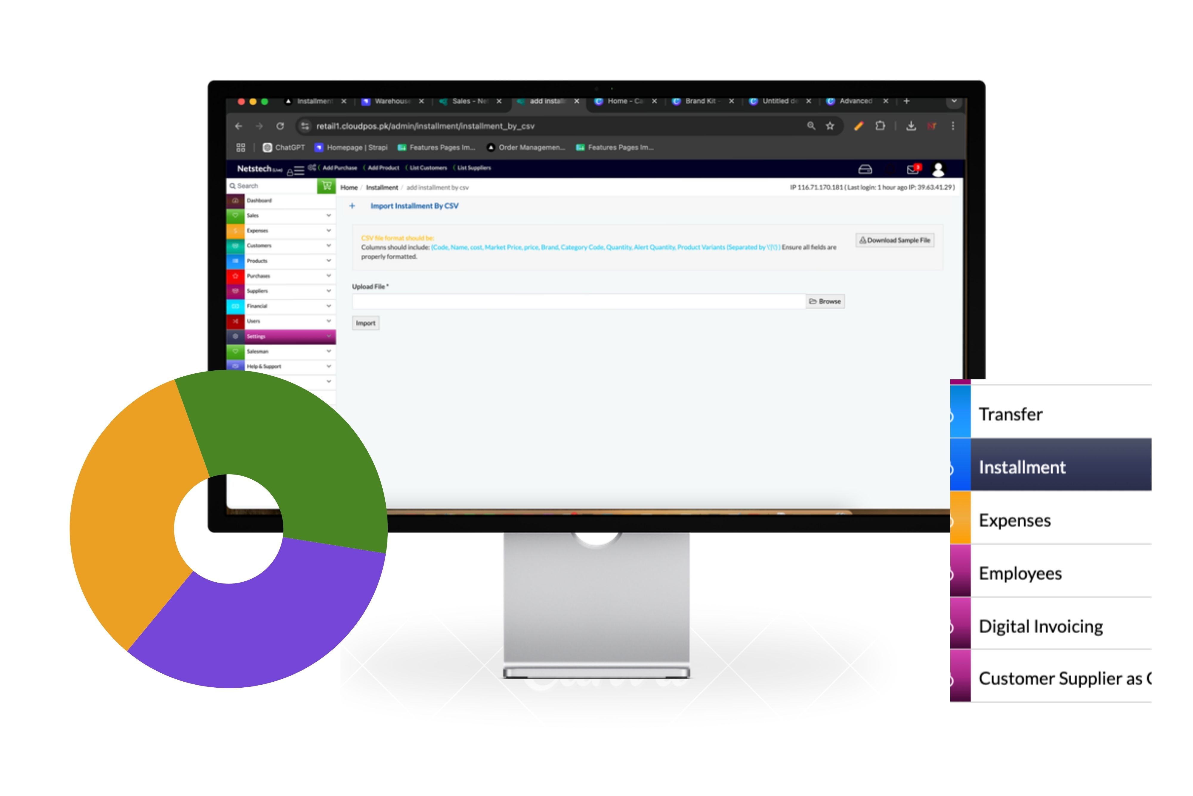 Features of CloudPOS Installment Management Software mockup