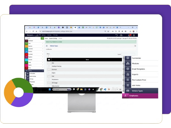 Feature of CloudPOS Vehicles Management mockup