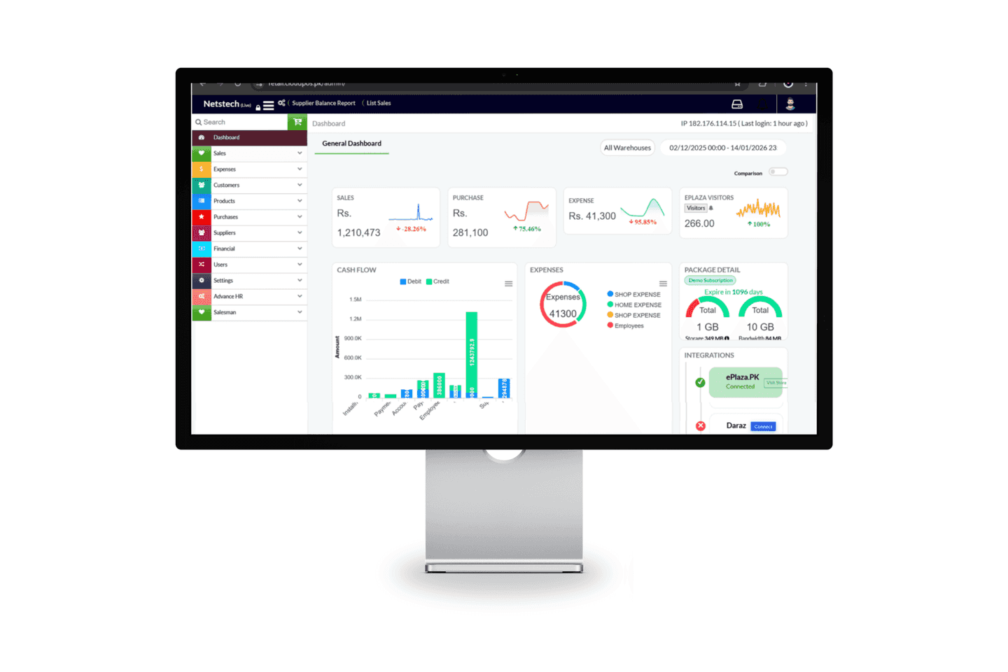 Hotel management dashboard with bookings, guest records, and revenue overview.