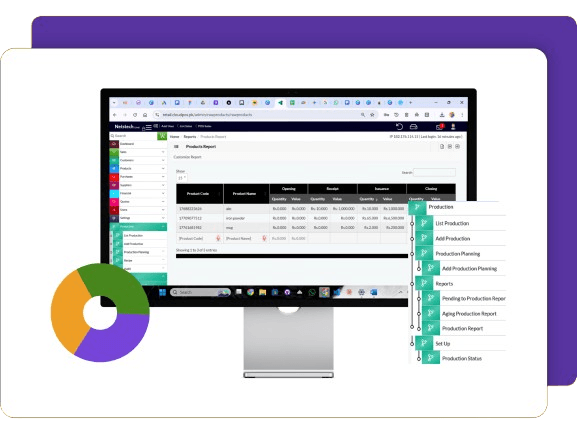 eatures of CloudPOS Production Management mockup