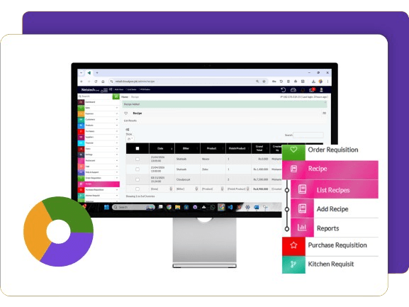 Feature of CloudPOS Recipe Management  mockup