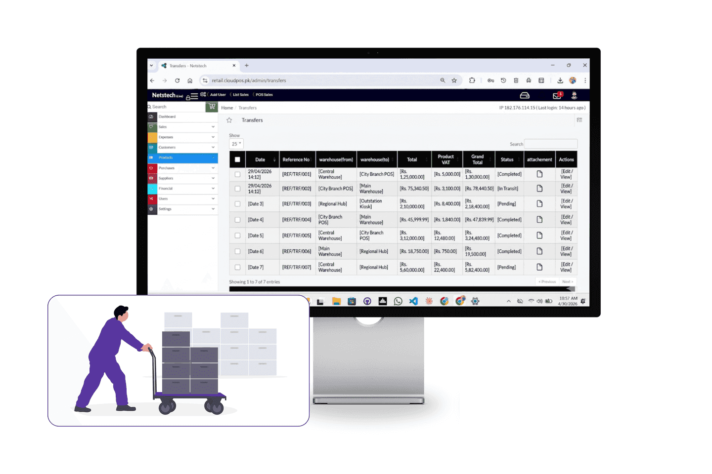 Stock transfer system with inventory movement tracking, real-time stock updates, and accurate product transfers across locations.