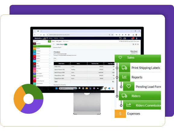 Features of CloudPOS Riders Management mockup