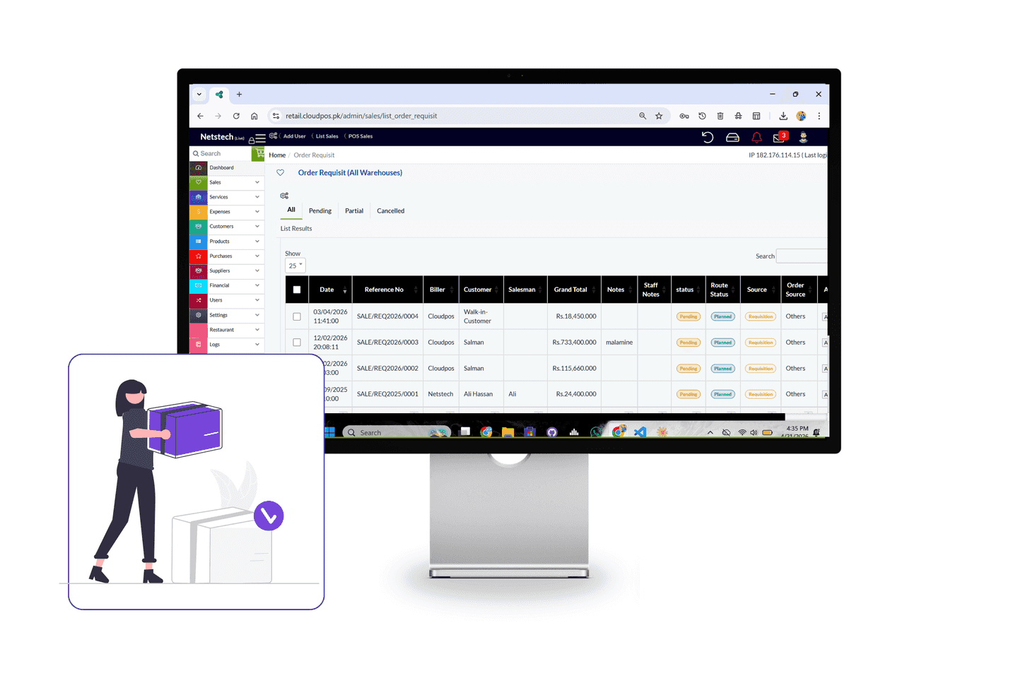Order booking system for managing customer orders and sales.