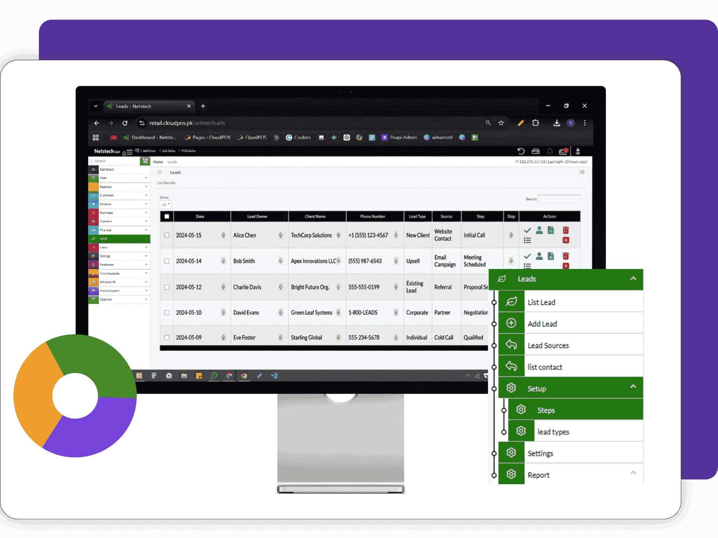 Features of CloudPOS Lead Management mockup